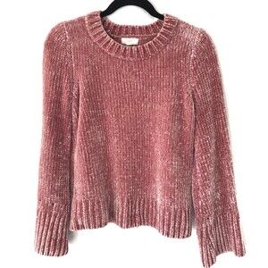 Cupio Chunky Chenille Soft Small Blush Mauve Dusty Rose Sweater Plush Pullover